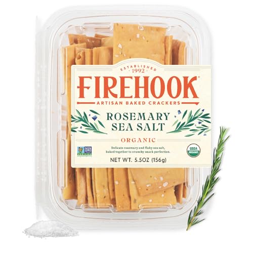 Firehook Baked Organic Rosemary Sea Salt Crackers, Mediterranean