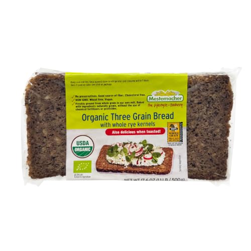 Mestemacher Organic Three Grain Whole Grain Bread, 17.6 oz