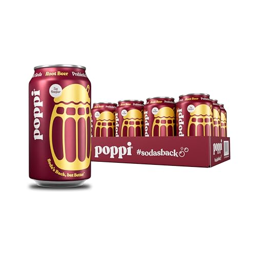 Poppi Prebiotic Soda, Root Beer, 12 oz (Pack of 12)