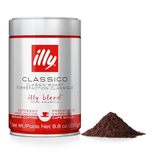 illy Classico Ground Espresso Coffee, Medium Roast, 8.8 oz