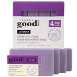 Alaffia Good Soap Bar Value Pack, Lavender, 4 Bars + Trial-Size Bar