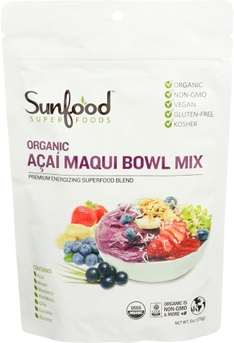 Sunfood Superfoods Organic Acai Maqui Bowl Mix, 6 oz