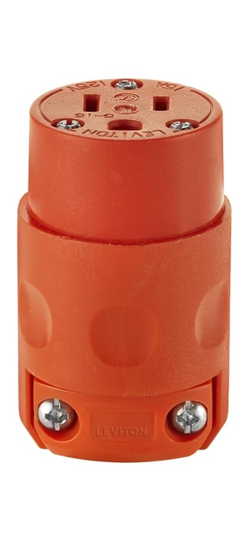 Leviton 15 Amp 125 Volt PVC Grounding Cord Outlet, Orange