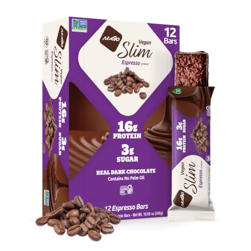 NuGo Slim Espresso Vegan Protein Bar, 12 Count