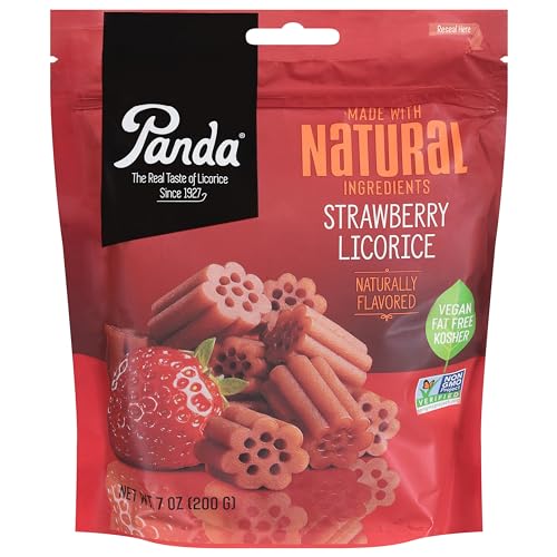 Panda Natural Strawberry Licorice Chews, 7 oz Resealable Bag