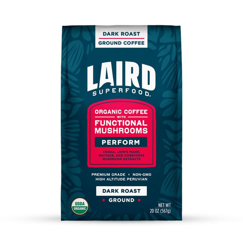 Laird Superfood Peruvian Dark Roast Coffee with Functional Mushrooms, 20 oz