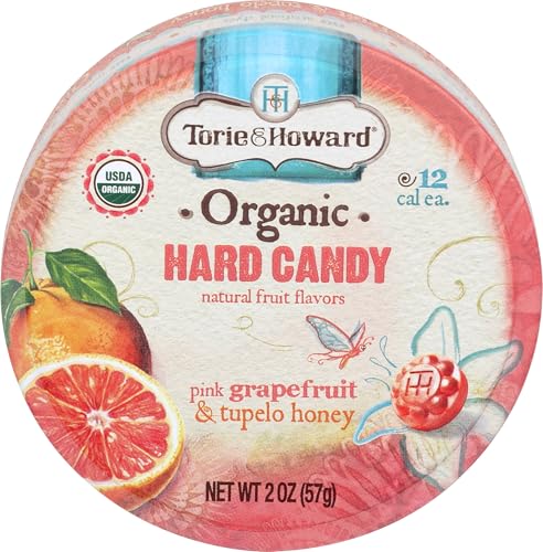 Torie & Howard Organic Hard Candy Tin, Pink Grapefruit and Tupelo Honey, 2 oz