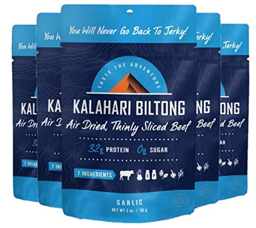Kalahari Biltong Garlic Air-Dried Sliced Beef, 2 oz (Pack of 5)