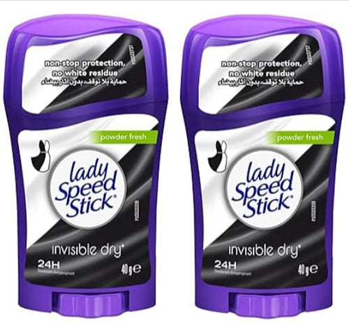 Lady Speed Stick Invisible Dry Deodorant, Powder Fresh, 1.4 oz (Pack of 2)
