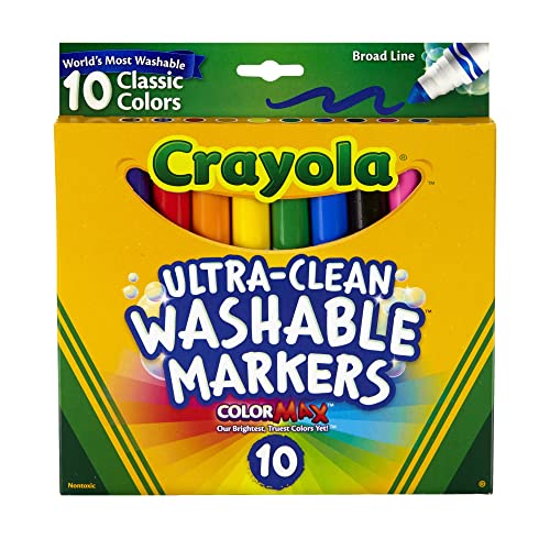 Crayola Ultra-Clean Broadline Washable Markers, Classic Colors, 10 Count (Pack of 4)