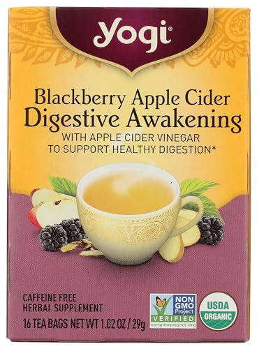 Yogi Tea Organic Blackberry Apple Awakening Digestive Cider, 16 Count