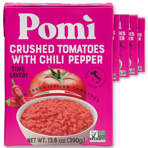 Pomi Crushed Tomatoes with Chilli Pepper, 13.8 oz (Pack of 12)