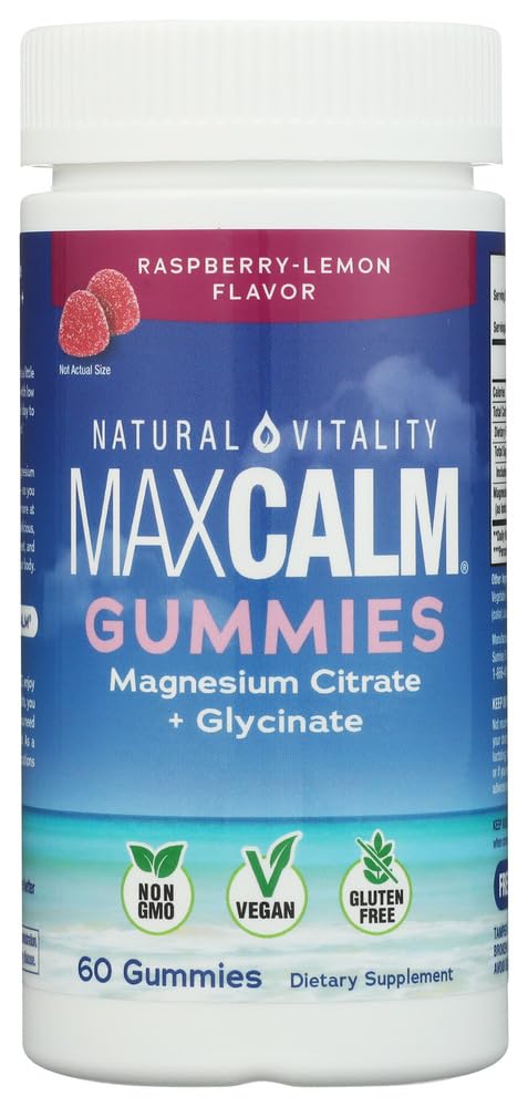 Natural Vitality CALM Magnesium Citrate Gummies, Raspberry Lemon, 60 Count