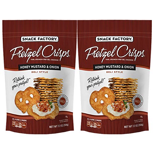 Snack Factory Pretzel Crisps, Honey Mustard & Onion, 7.2 oz (Pack of 2)