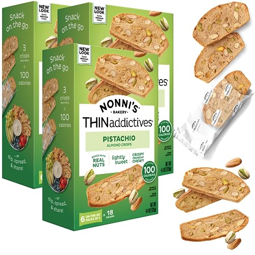 Nonni's Thin Addictives Pistachio Almond Thins, 4.4 oz (Pack of 3)