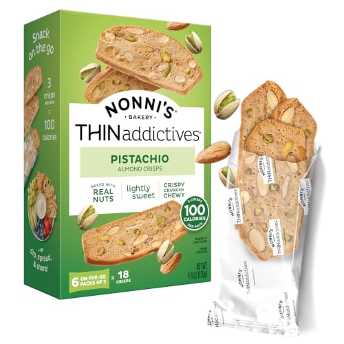 Nonni's Thin Addictives Pistachio Almond Thin Cookies, 6 On-the-Go Packs