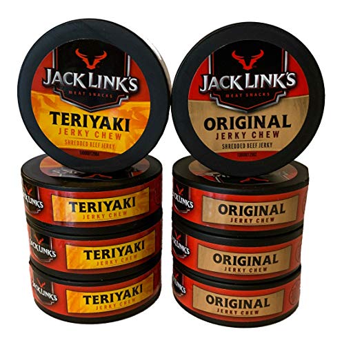 Jack Link's Beef Jerky Chew, Original and Teriyaki, 0.32 oz (Pack of 8 Cans)