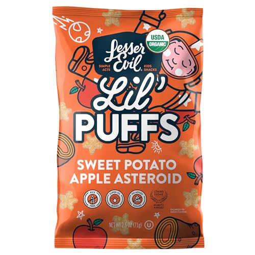 LesserEvil Organic Sweet Potato Apple Lil' Puffs, 2.5 oz