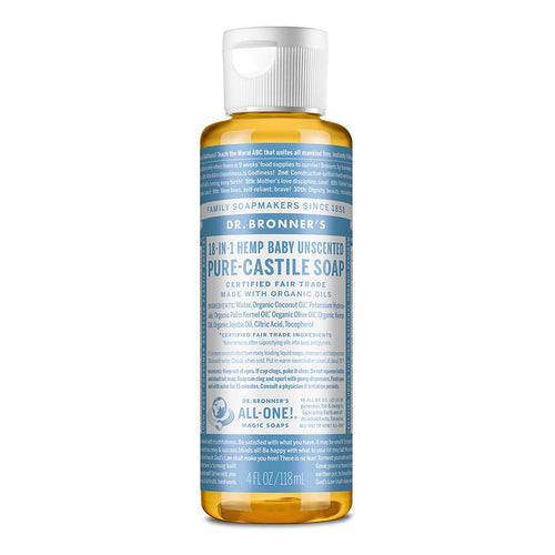 Dr. Bronner's Pure-Castile Liquid Soap, Baby Unscented, 118 mL
