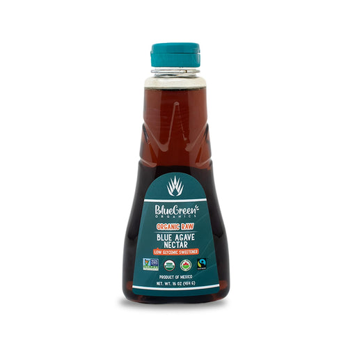 Blue Green Organics Raw Blue Agave Nectar, Organic, 16 oz Squeeze Bottle