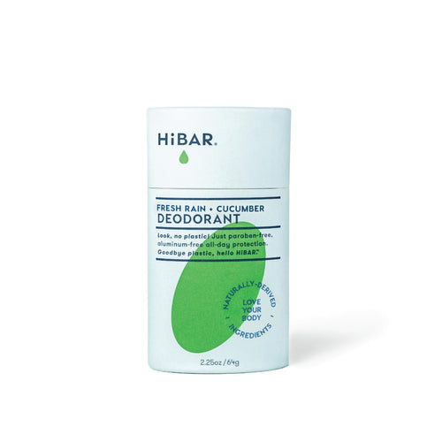 HiBAR Fresh Rain and Cucumber Deodorant, Plastic-Free, Aluminum-Free