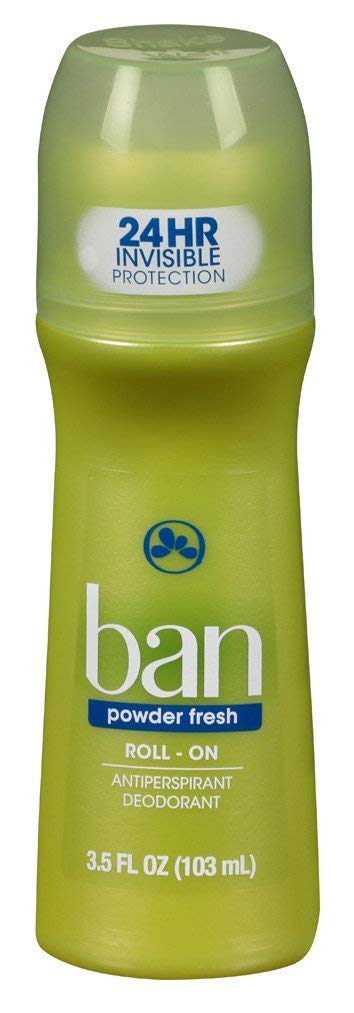 Ban Roll-On Anti-Perspirant Deodorant, Powder Fresh, 3.5 oz (Pack of 6)