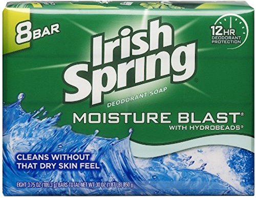 Irish Spring Moisture Blast Deodorant Bar Soap with HydroBeads, 3.75 oz (Pack of 2)