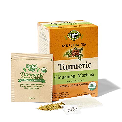 Herbal Cup Ayurveda Turmeric Tea, Organic Cinnamon Moringa, 16 Count