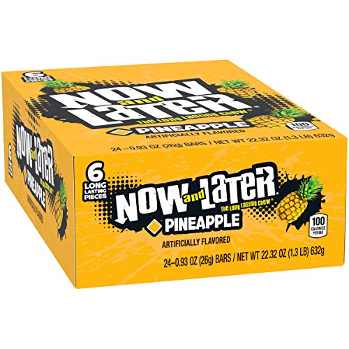 Now & Later Original Taffy Chews, Pineapple, 0.93 oz (Pack of 24)