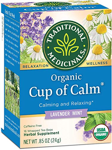 Traditional Medicinals Organic Cup of Calm Lavender Mint Herbal Tea, 16 Bags