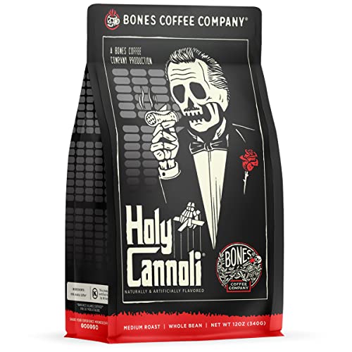 Bones Coffee Company Holy Cannoli Baked Cannoli Flavored Coffee, Ground, 12 oz