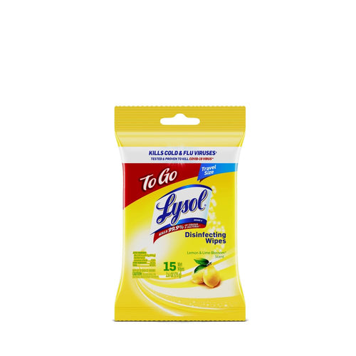 Lysol Disinfecting Wipes, Lemon & Lime Blossom, 15 Count To-Go Flatpack