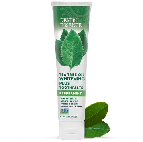 Desert Essence Tea Tree Oil Whitening Plus Toothpaste, Peppermint, 6.25 oz