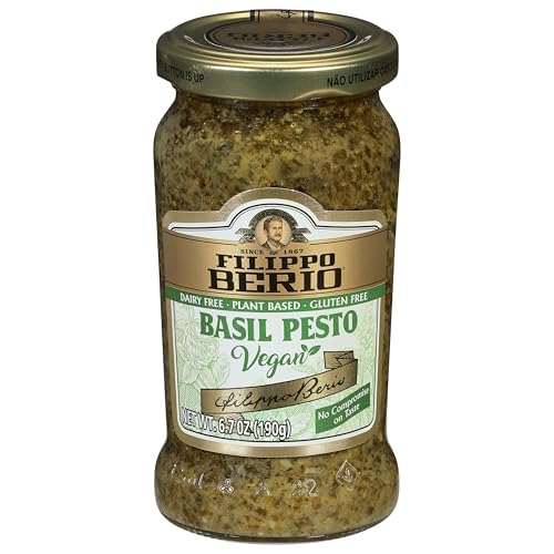 Filippo Berio Plant Based Vegan Basil Pesto, 6.7 oz Glass Jar