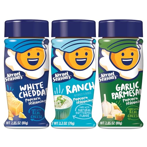 Kernel Season's Popcorn Seasoning, Ranch, Parmesan Garlic, White Cheddar (Pack of 3)