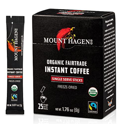 Mount Hagen Organic Medium Roast Instant Coffee Packets, 25 Count