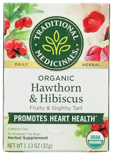 Traditional Medicinals Organic Hawthorn and Hibiscus Herbal Tea, 16 Tea Bags