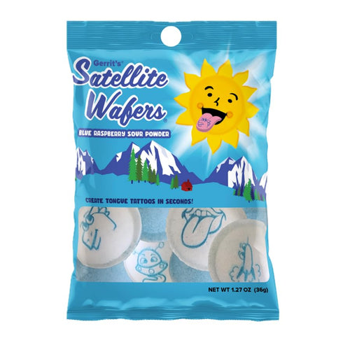 Gerrit's Satellite Wafers, Blue Raspberry, with Tongue Tattoo, 1.27 oz