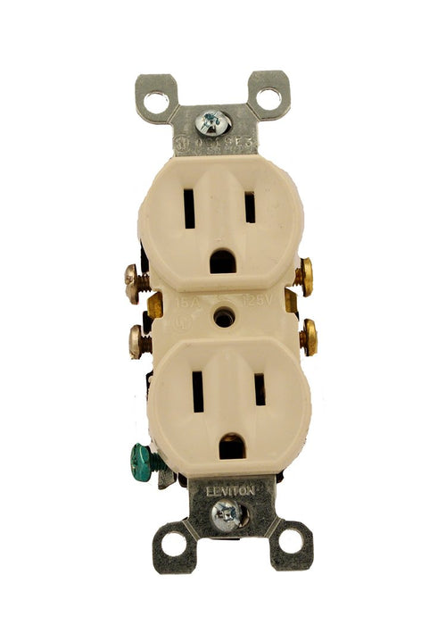 Leviton 15 Amp 125 Volt Duplex Receptacle, Grounding, Light Almond