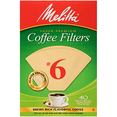 Melitta #6 Cone Coffee Filters, Unbleached Natural Brown, 40 Count