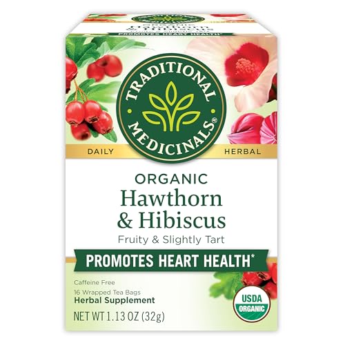 Traditional Medicinals Organic Hawthorn & Hibiscus Tea, 16 Tea Bags