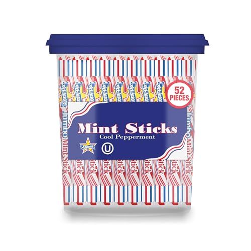 Atkinson's Jumbo Mint Twists Peppermint Sticks, 0.7 oz (52 Count Jar)