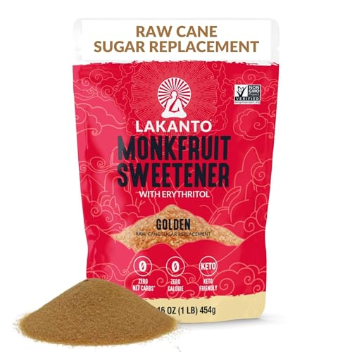 Lakanto Golden Monk Fruit Sweetener with Erythritol, Raw Sugar Cane Flavor, 1 lb