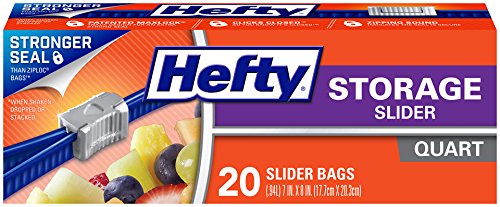 Hefty Slider Storage Bags, Quart, 20 Count