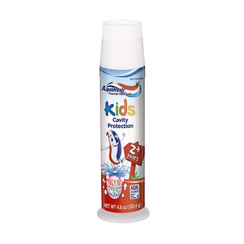 Aquafresh Kids Cavity Protection Bubble Mint Fluoride Toothpaste Pump, 4.6 oz