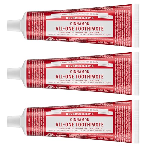 Dr. Bronner's Fluoride-Free & SLS-Free Toothpaste, Cinnamon, 5 oz (Pack of 3)