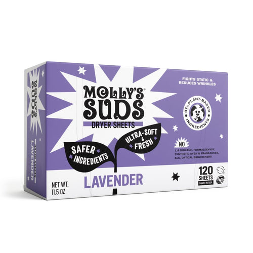 Molly's Suds Fabric Softener Dryer Sheets, Lavender, 120 Sheets