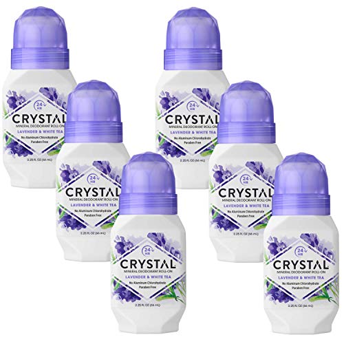 Crystal Mineral Deodorant Roll-On, Lavender & White Tea, 2.25 oz (Pack of 6)