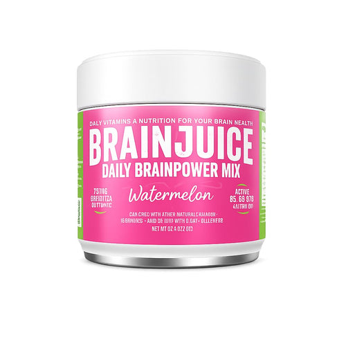 BrainJuice Daily Nootropic Energy Drink Mix Powder, Watermelon, 15 Servings
