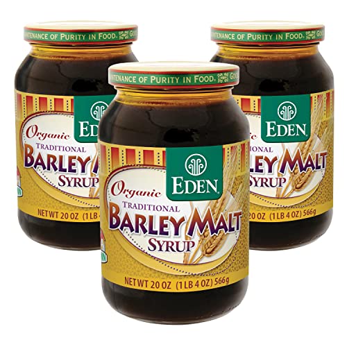 Eden Organic Sprouted Barley Malt Syrup, 20 oz Glass Jar (Pack of 3)